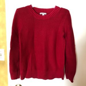 JCrew Bright Red Crew Neck Knit Chunky Sweater
